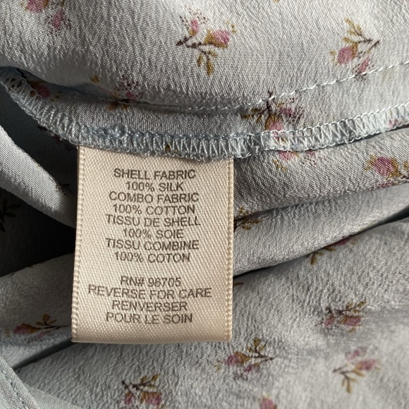 Rebecca Taylor light blue silk floral peasant blouse women’s size‎ 2 - Picture 4 of 6